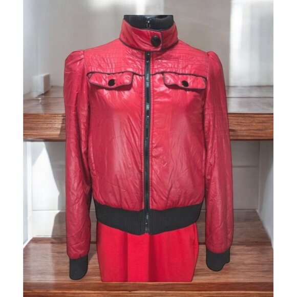 Xhilaration Womens Faux Leather Jacket Small with Ribbed Collar & Cuffs - Picture 1 of 7